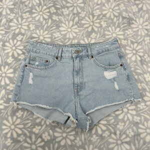 H&M Blue Jean Shorts Distressed Cut-Off Style